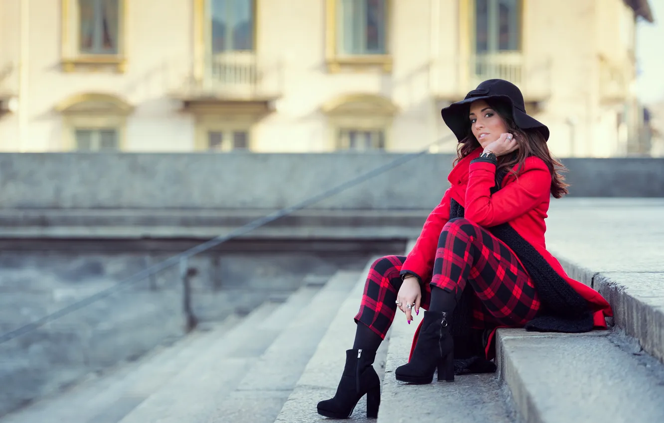 Photo wallpaper girl, pose, model, stage, bokeh, Stefania