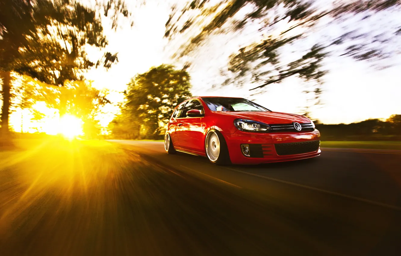 Photo wallpaper tuning, in motion, volkswagen golf, sunlight, VW Golf