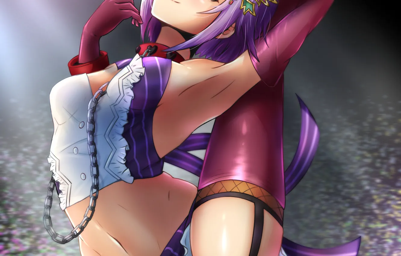 Photo wallpaper girl, sexy, lingerie, cleavage, panties, thighhighs, brown eyes, boobs