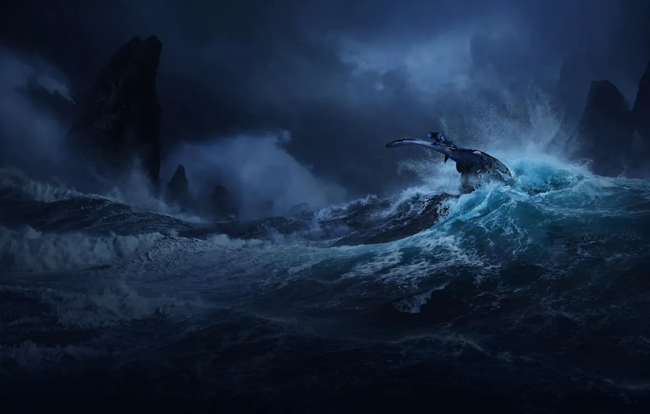 Photo wallpaper wave, fantasy, Jake Sully, action, Sam Worthington, 2022, Samuel Worthington, Avatar: The Way of Water