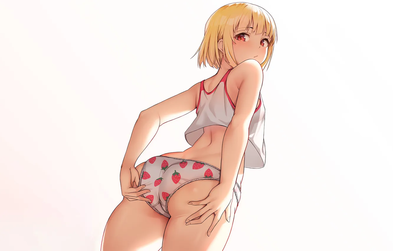 Photo wallpaper girl, sexy, lingerie, ass, panties, anime, beautiful, red eyes
