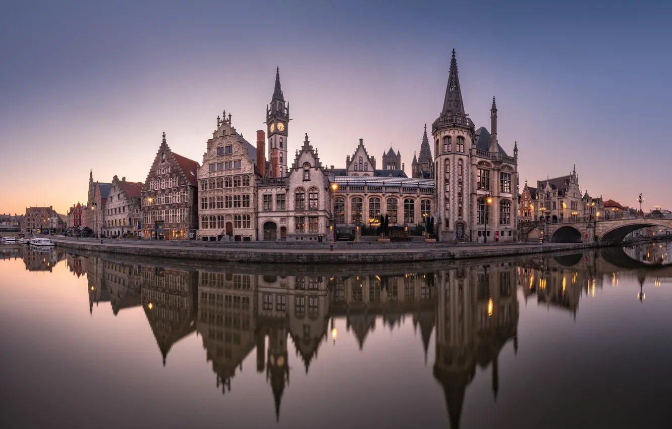 Photo wallpaper Belgium, Ghent, Panoramic view, Fabulous City