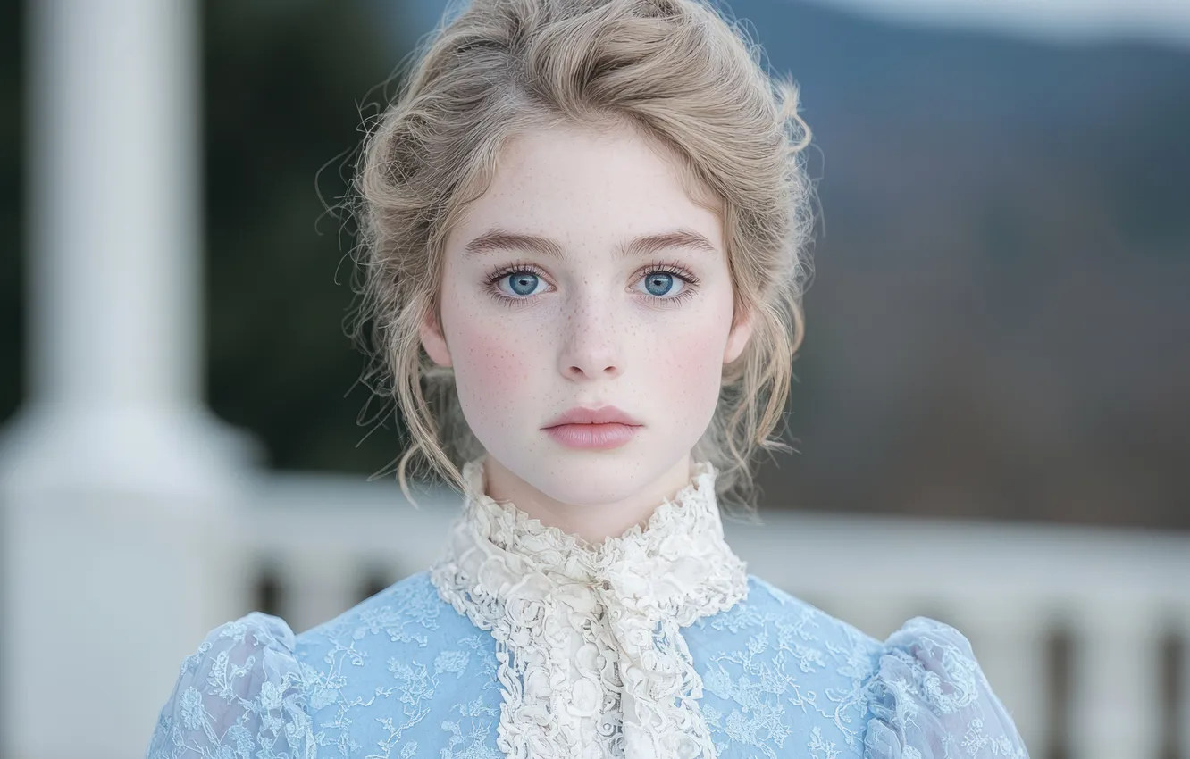 Photo wallpaper look, girl, face, style, retro, portrait, hairstyle, blonde
