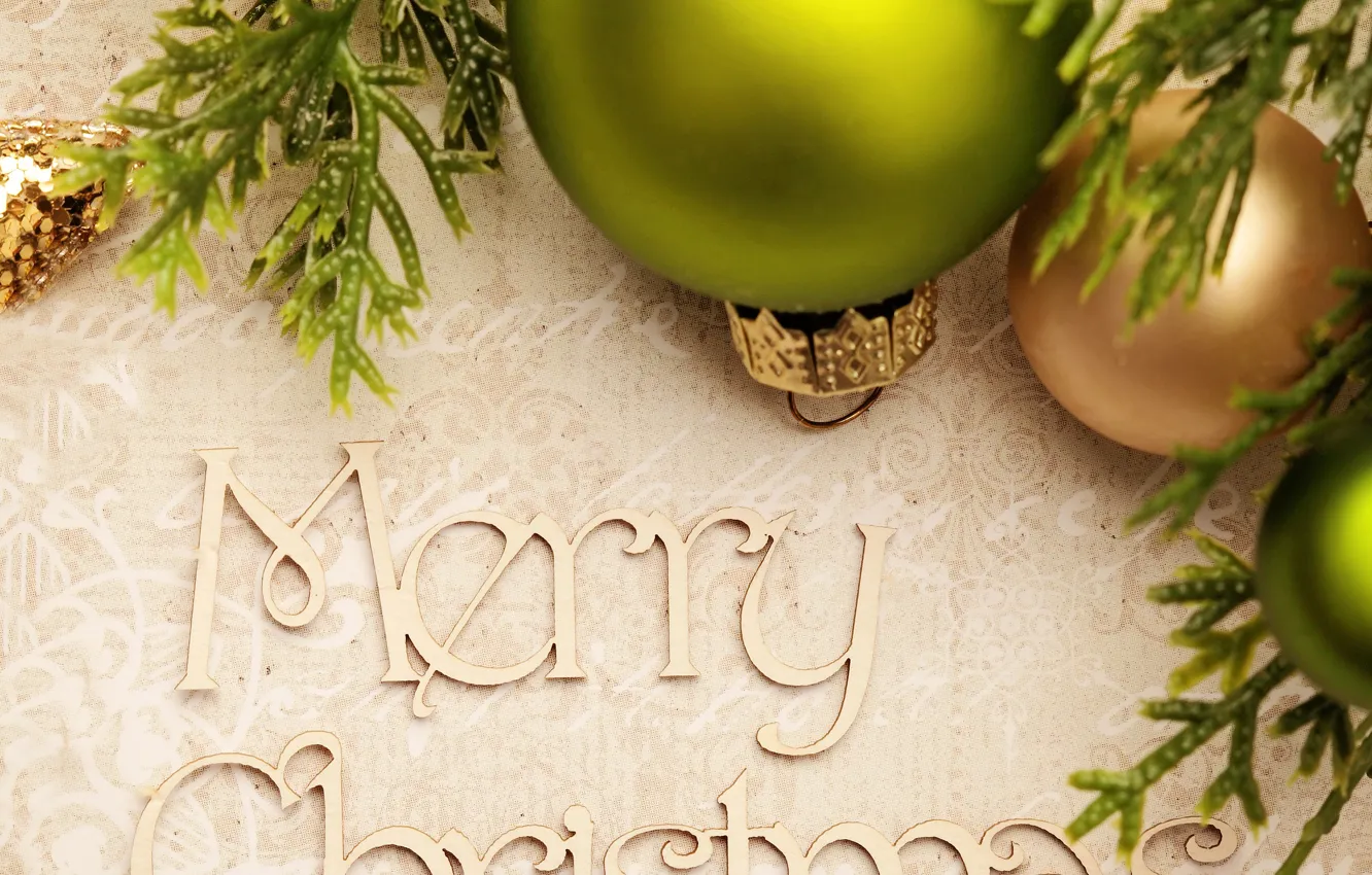 Photo wallpaper background, holiday, the inscription, balls, toys, Christmas, New year, bokeh