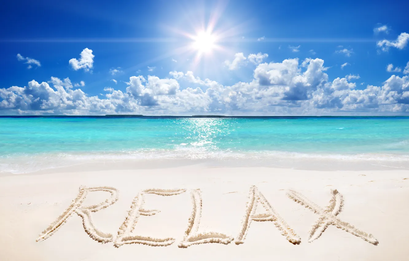 Photo wallpaper sand, sea, wave, beach, summer, the sky, the sun, shore