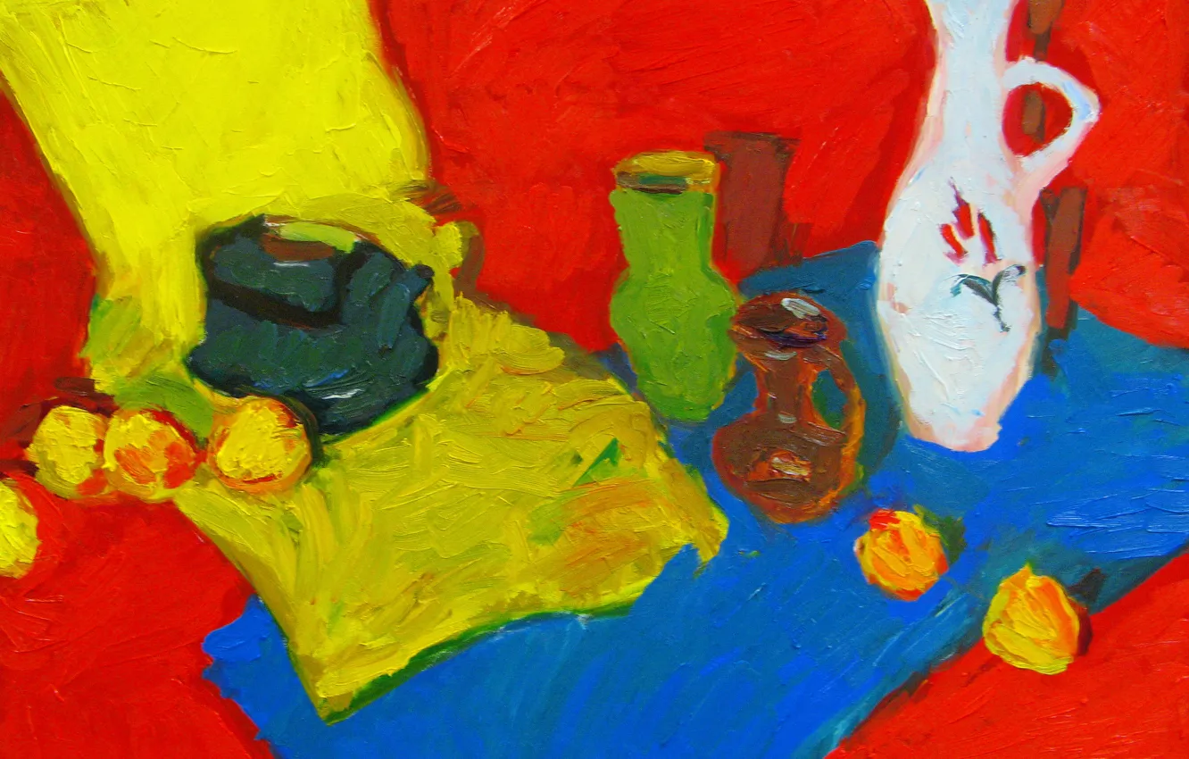 Photo wallpaper apples, 2008, kettle, still life, vases, pitchers, The petyaev