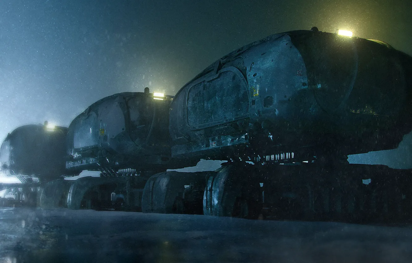 Photo wallpaper night, future, fiction, transport, planet, technique, science fiction, art