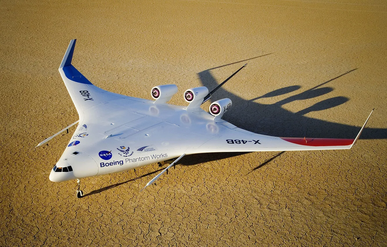 Photo wallpaper NASA, unmanned, camera, experimental, flying, Boeing X-48B