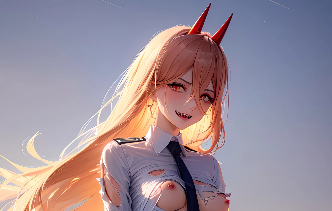 Photo wallpaper anime, art, power, erotic, +18, Chainsaw Man, Stable Diffusion