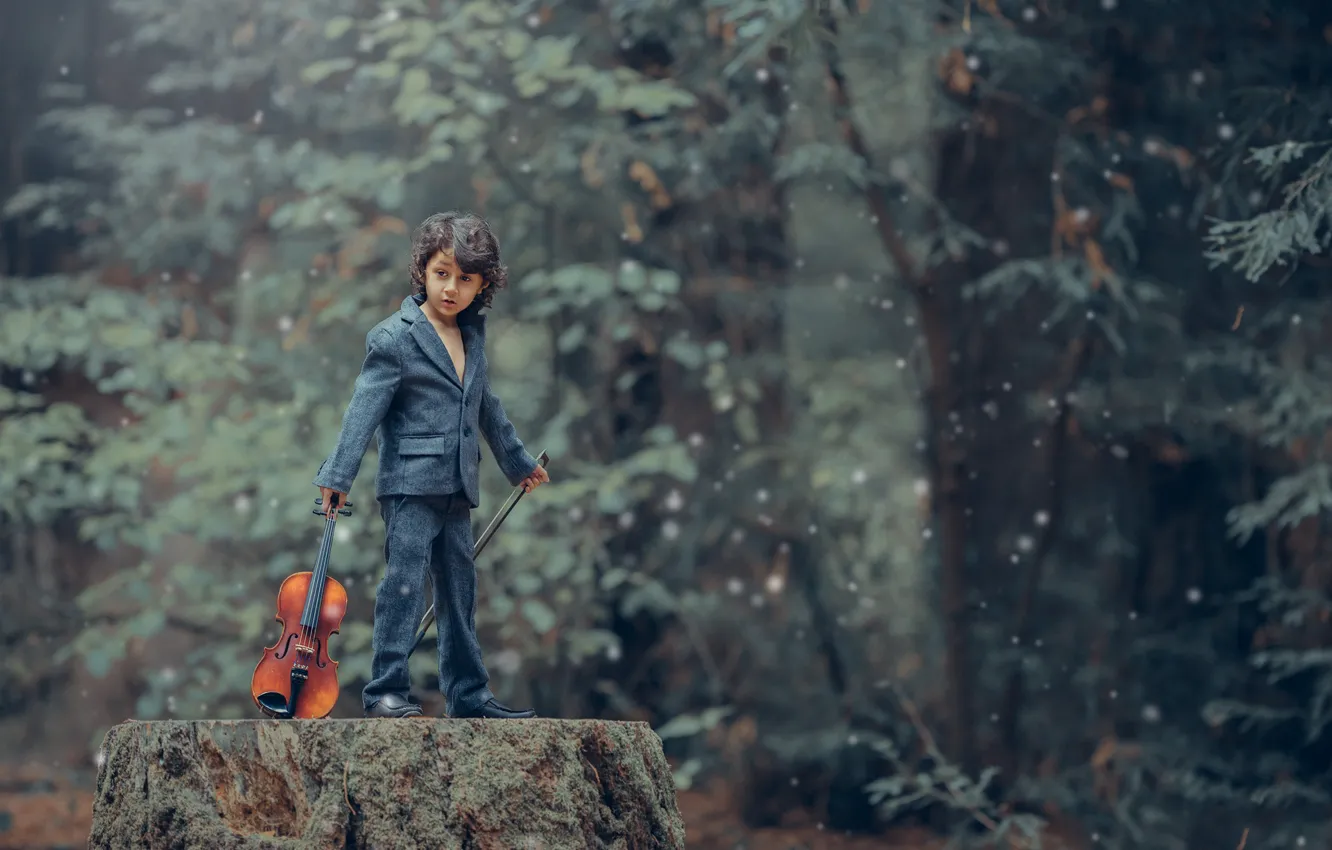 Photo wallpaper violin, boy, Rockstar