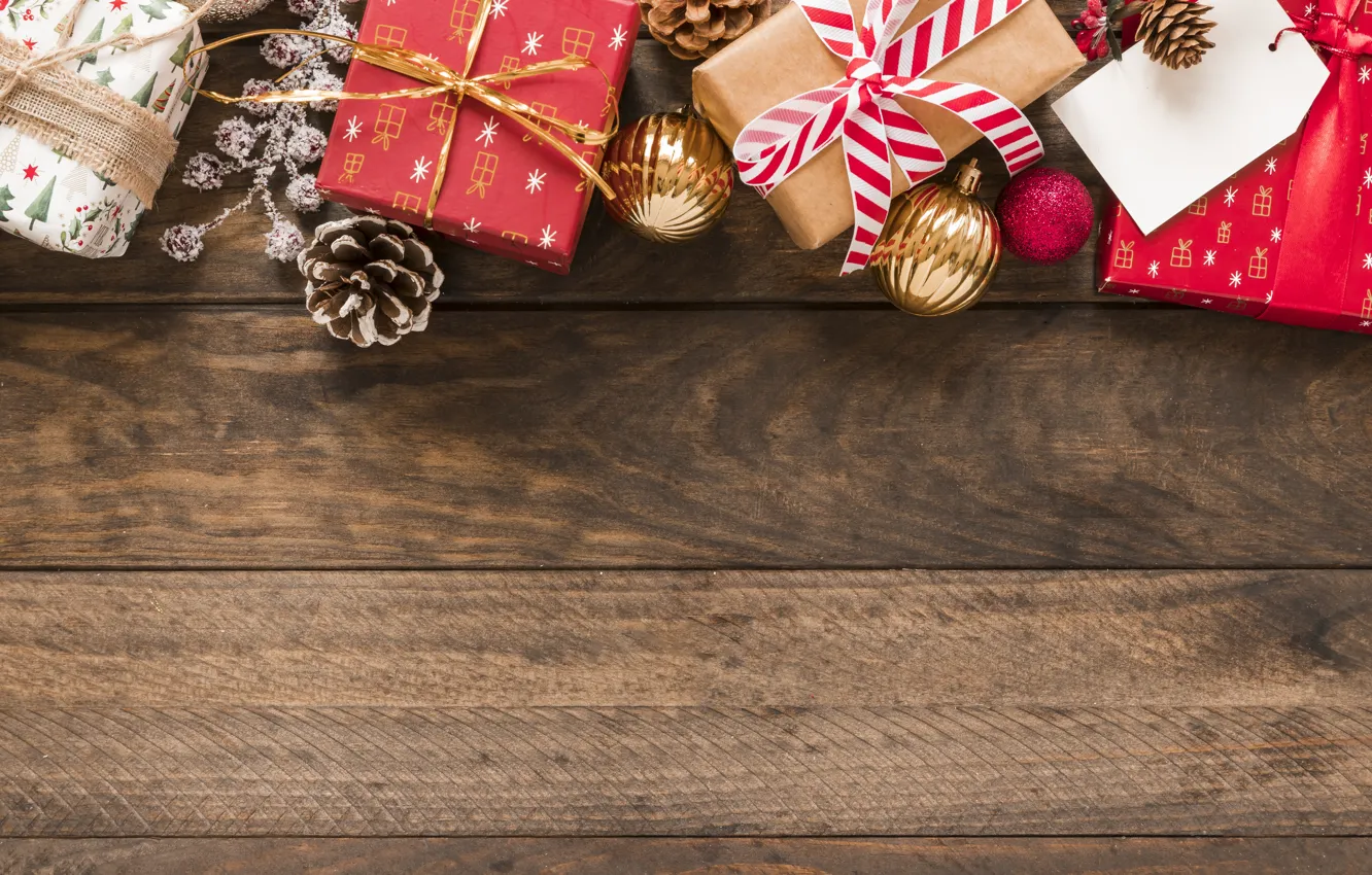 Photo wallpaper decoration, gift, new year, Christmas, Christmas, wood, New Year, gift