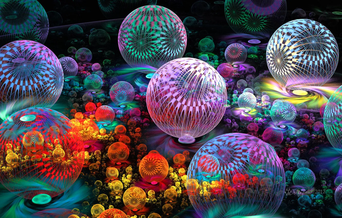 Photo wallpaper line, balls, pattern, paint, the volume