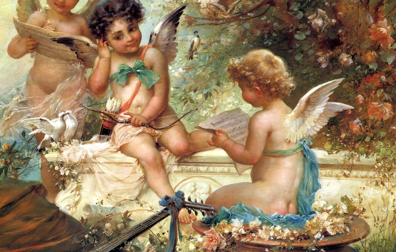 Photo wallpaper children, angel, song