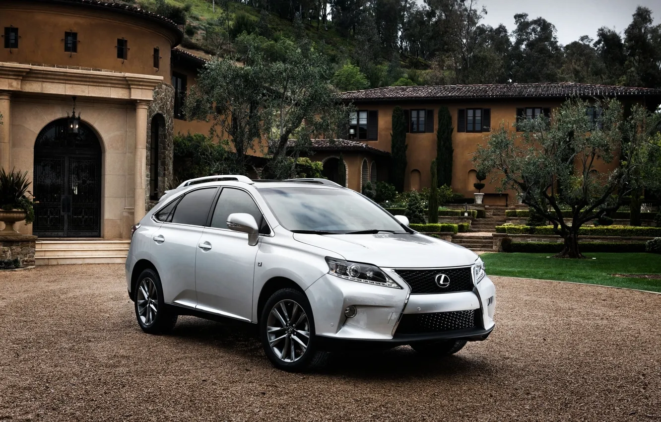 Photo wallpaper trees, home, Lexus, silver, jeep, Lexus, 350, F-Sport