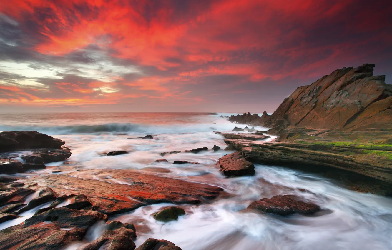 Photo wallpaper sea, the sky, water, stones