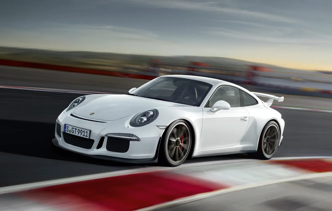 Photo wallpaper machine, 911, Porsche, turn, white, GT3