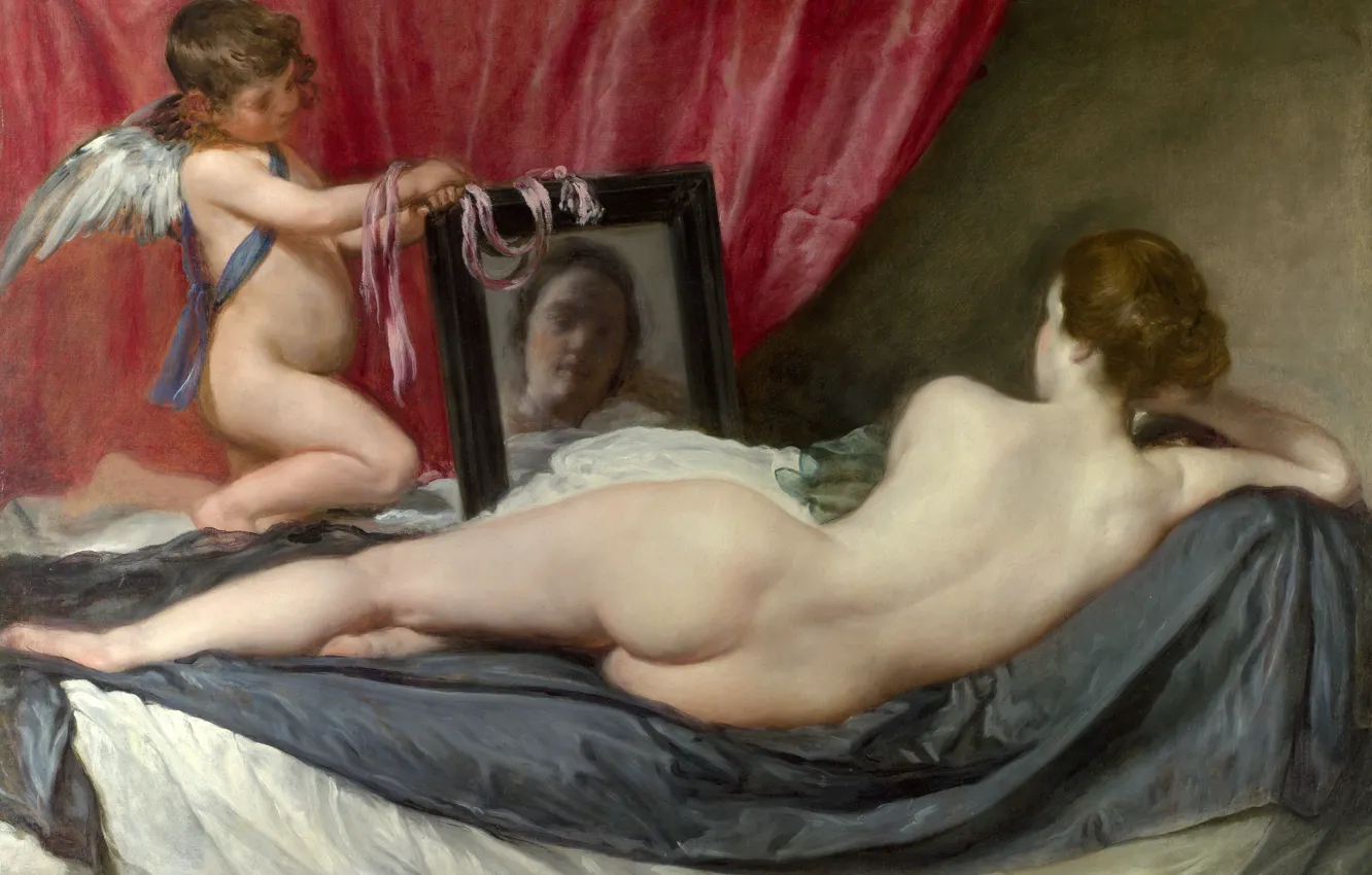 Photo wallpaper erotic, angel, picture, mythology, Diego Velazquez, The Toilet Of Venus