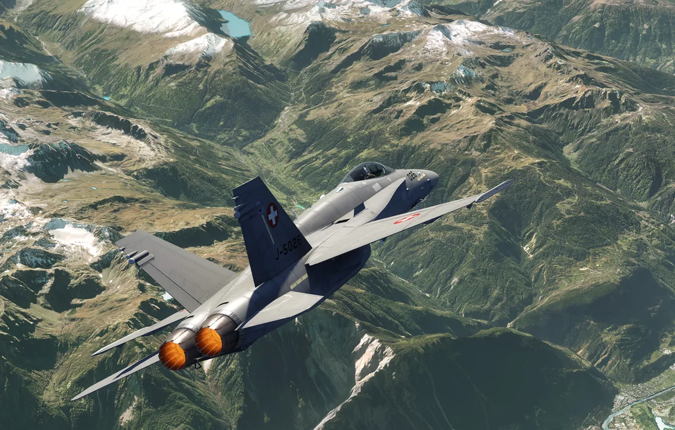 Photo wallpaper rendering, landscape, fighter, multipurpose, FA-18C Hornet