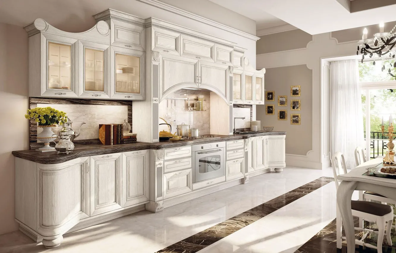 Photo wallpaper style, interior, kitchen, dining room, Italian design