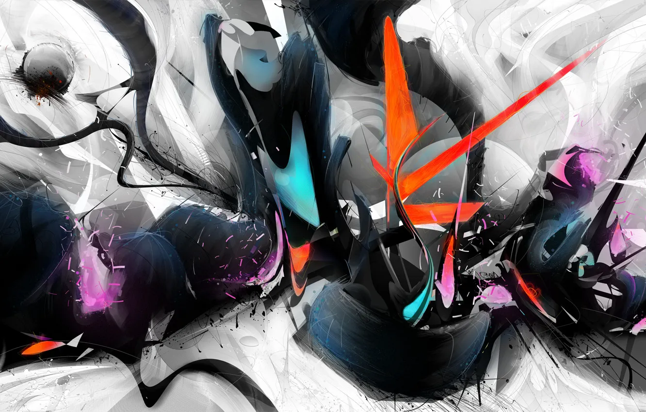 Photo wallpaper line, squirt, paint, color, strokes