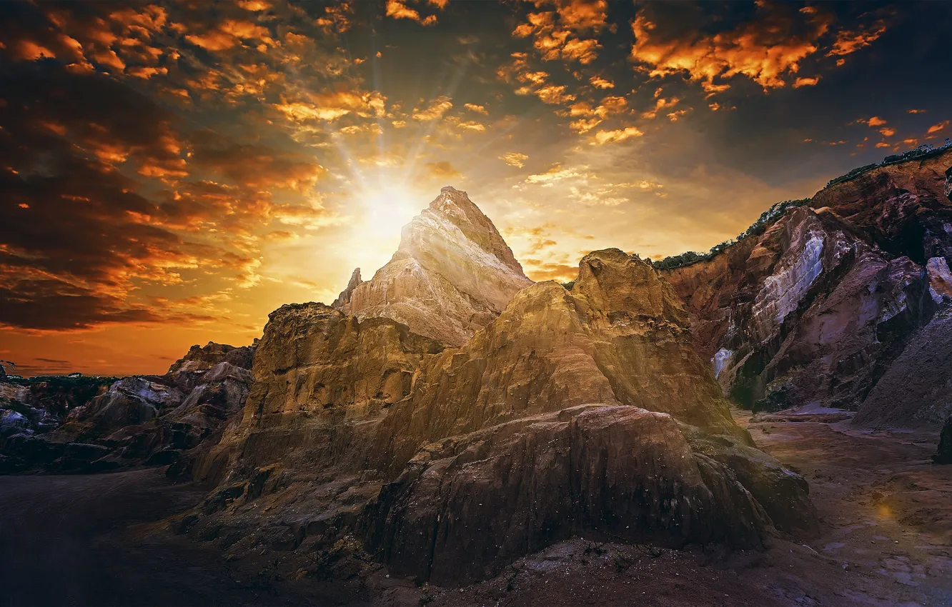 Photo wallpaper mountains, sunrise, dawn, Brazil, Brasil, Paraiba, Paraiba