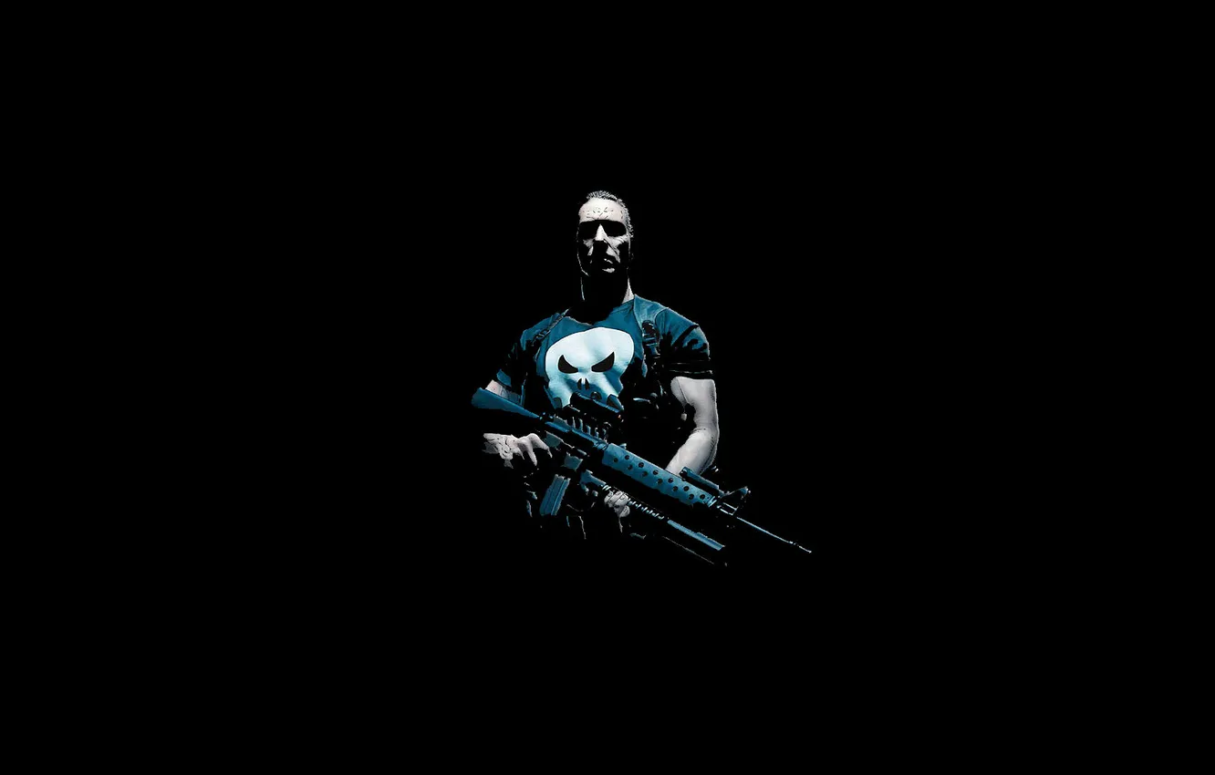 Photo wallpaper simple background, comics, The Punisher, Frank Castle, comic art, Marvel Comics, gun