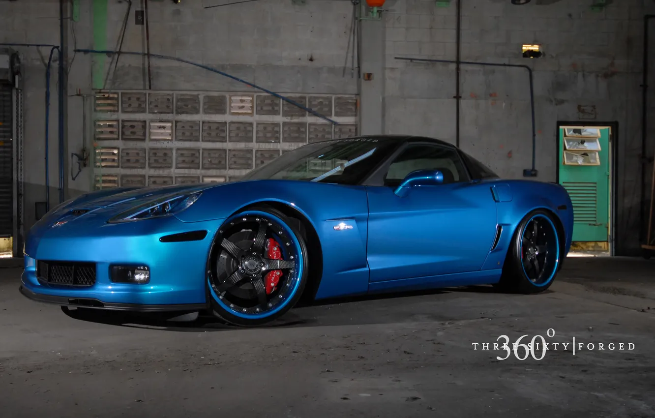 Photo wallpaper Z06, Corvette, Chevrolet, blue, 360 three sixty forged