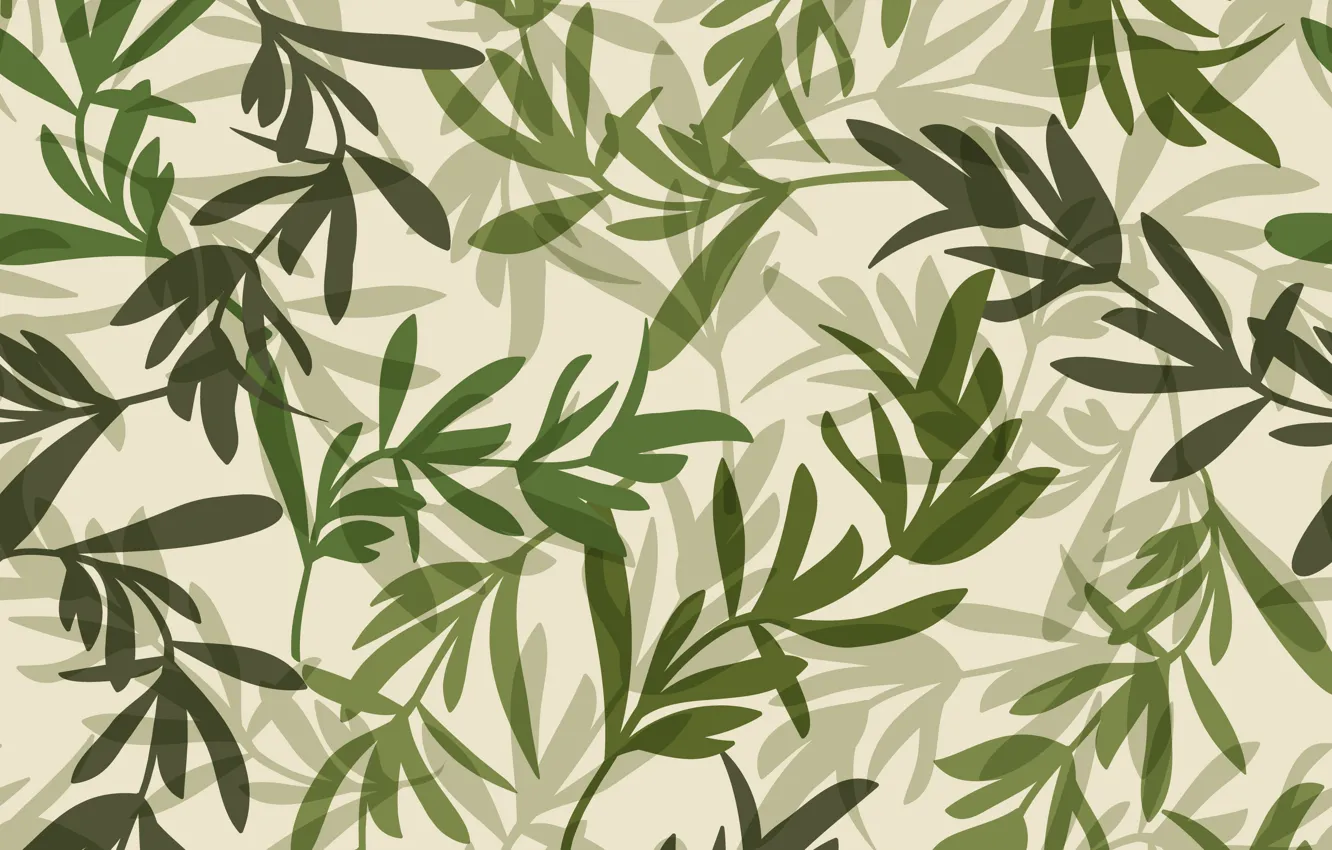 Photo wallpaper leaves, green, background, pattern, macrovector