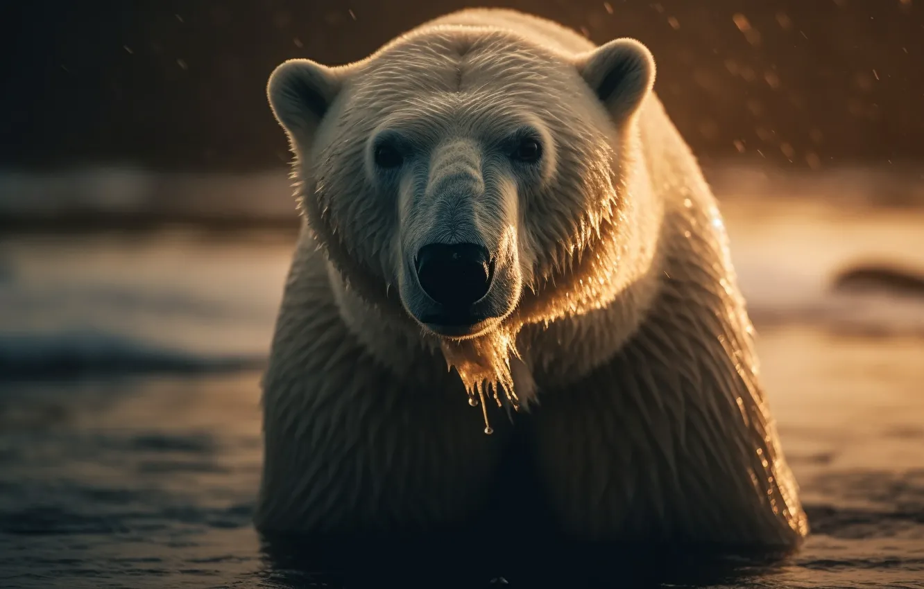 Photo wallpaper look, face, portrait, polar bear, digital art, AI art, The Art of Artificial Intelligence, neural …