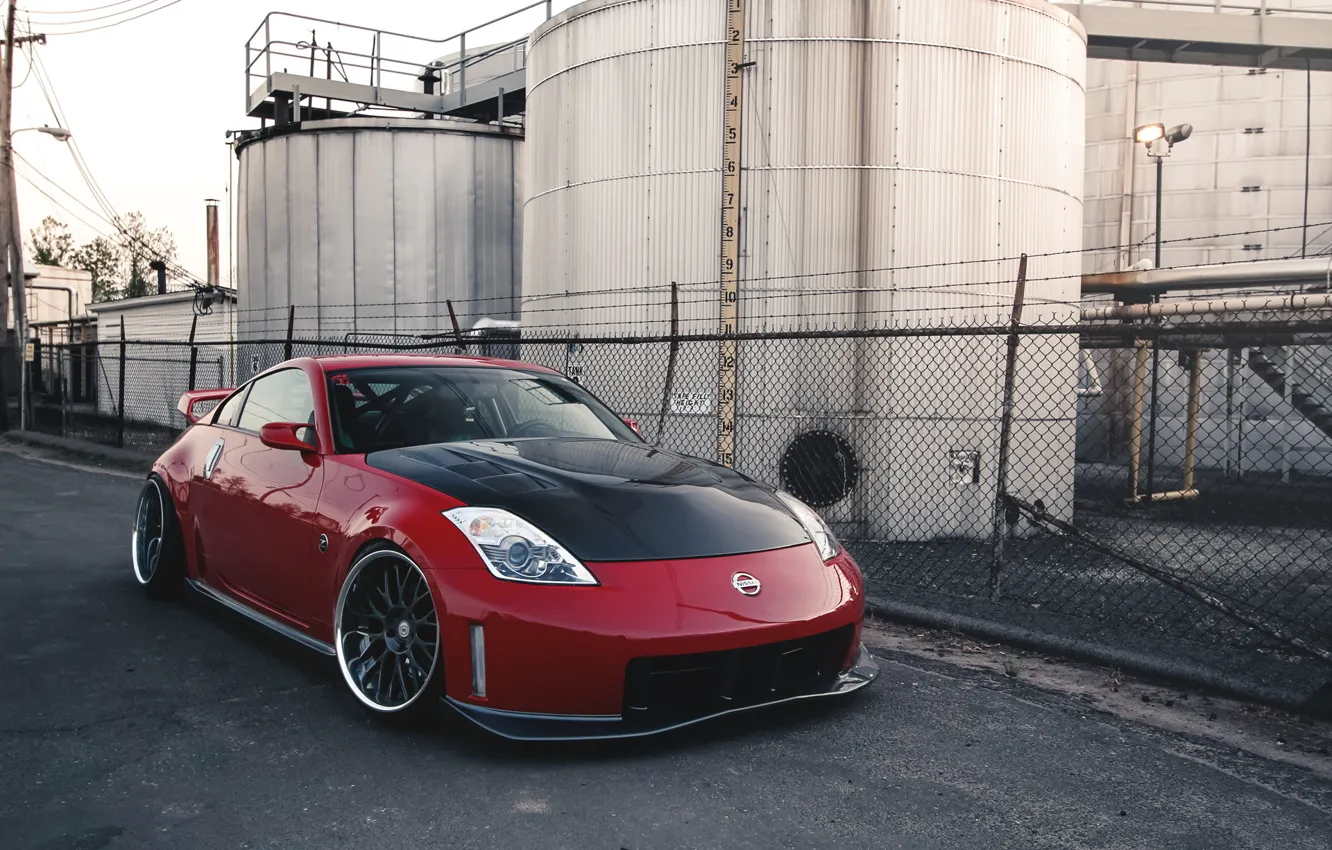 Photo wallpaper nissan, red, tuning, 350