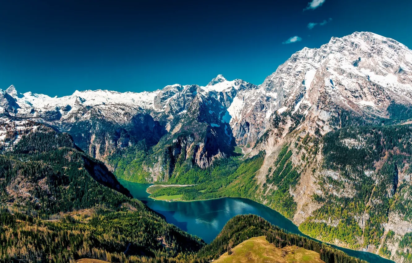 Photo wallpaper landscape, mountains, lake