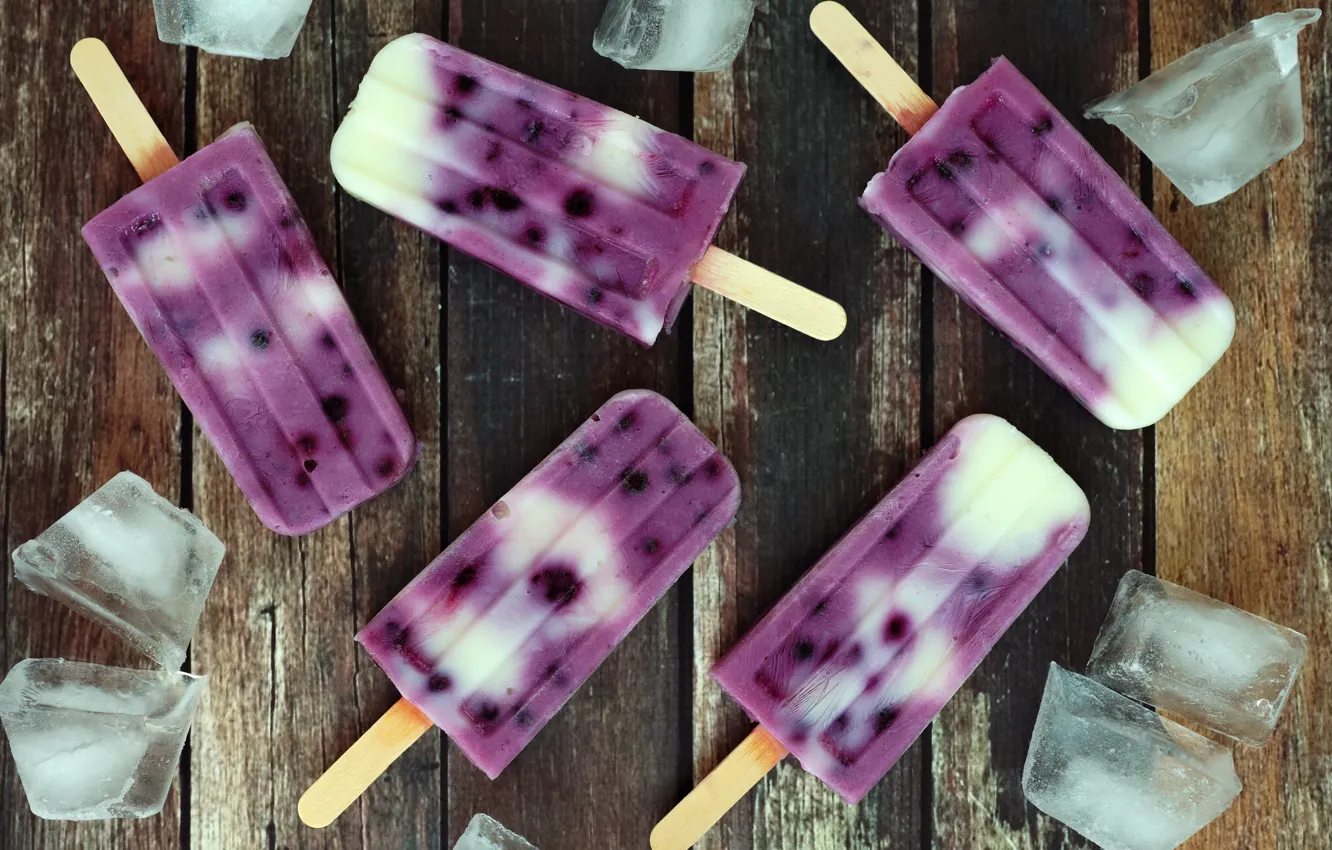Photo wallpaper ice, blueberries, ice cream, dessert, sweet