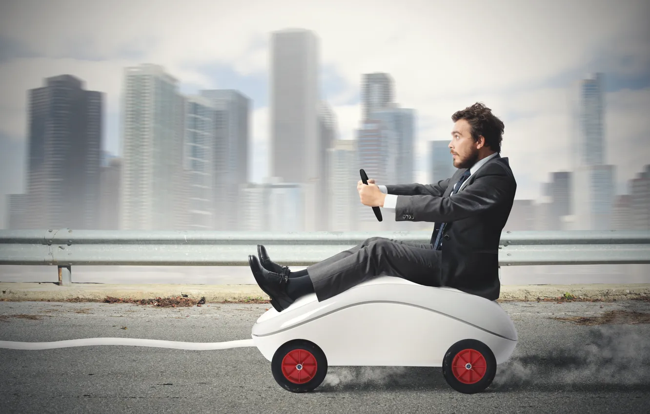 Photo wallpaper road, auto, the city, transport, mouse, male