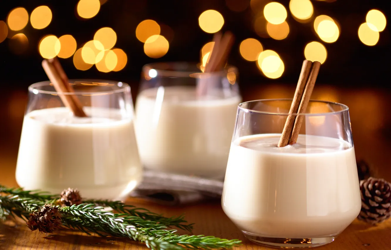 Photo wallpaper winter, holiday, milk, Christmas, drink, cinnamon, Christmas, winter