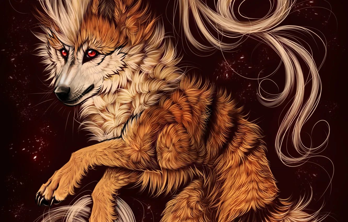 Photo wallpaper background, wolf, art, mane, myarukawolf, by myarukawolf