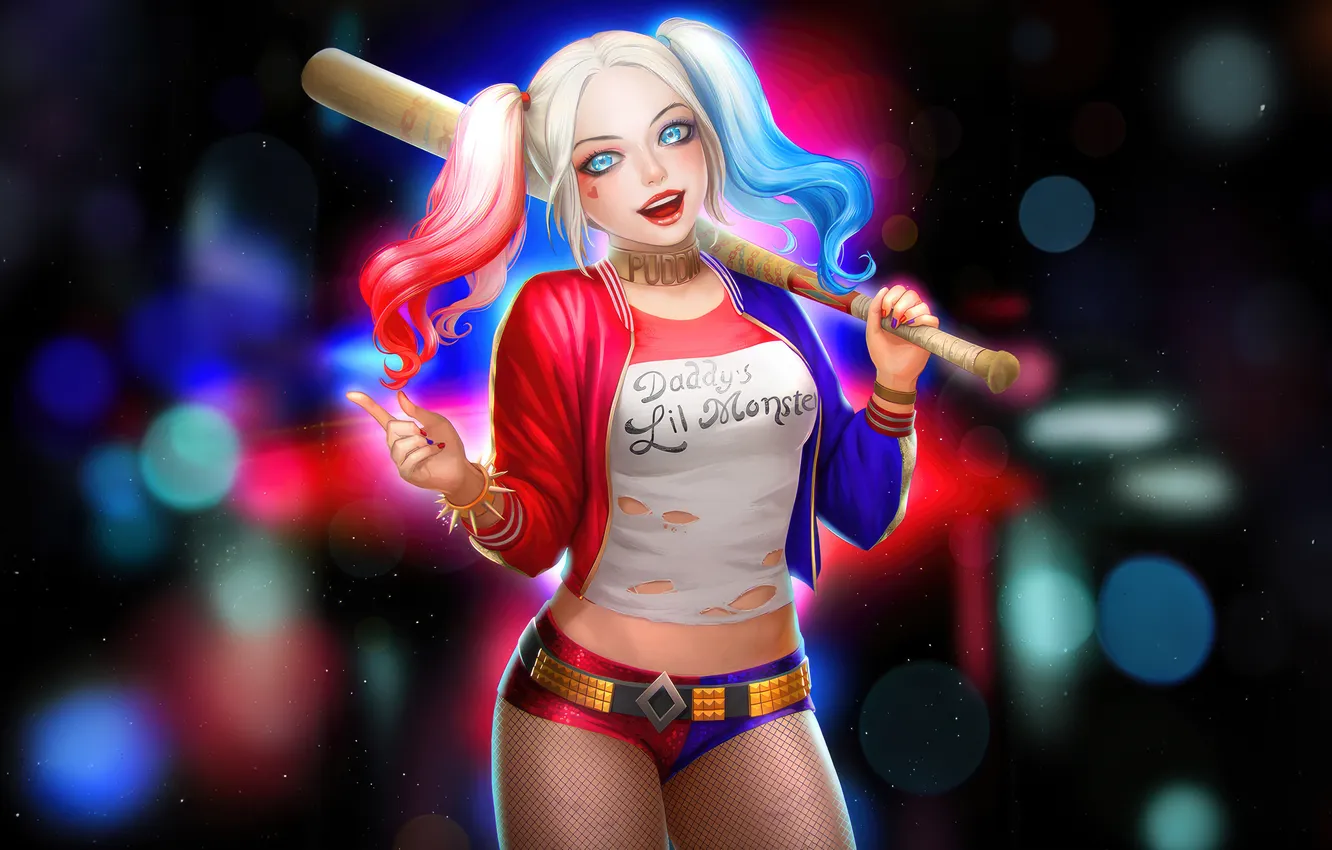 Photo wallpaper chaos, Harley Quinn, cackling