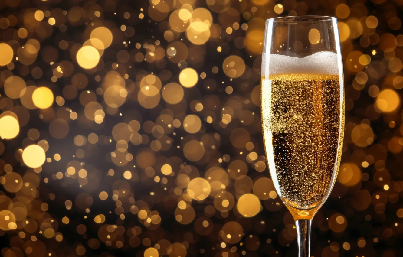 Photo wallpaper light, bubbles, glare, the dark background, holiday, wine, Shine, glass