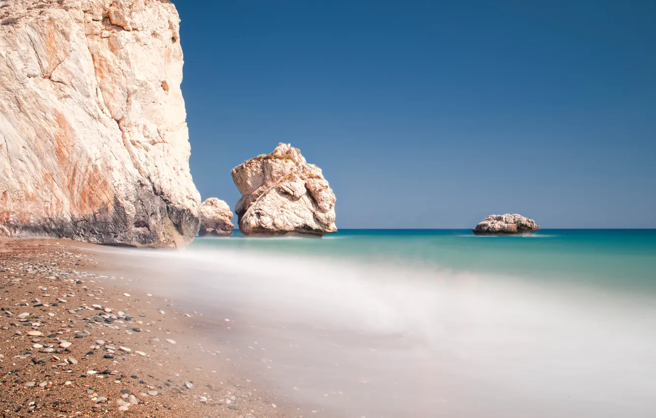 Photo wallpaper sea, beach, stones, rocks