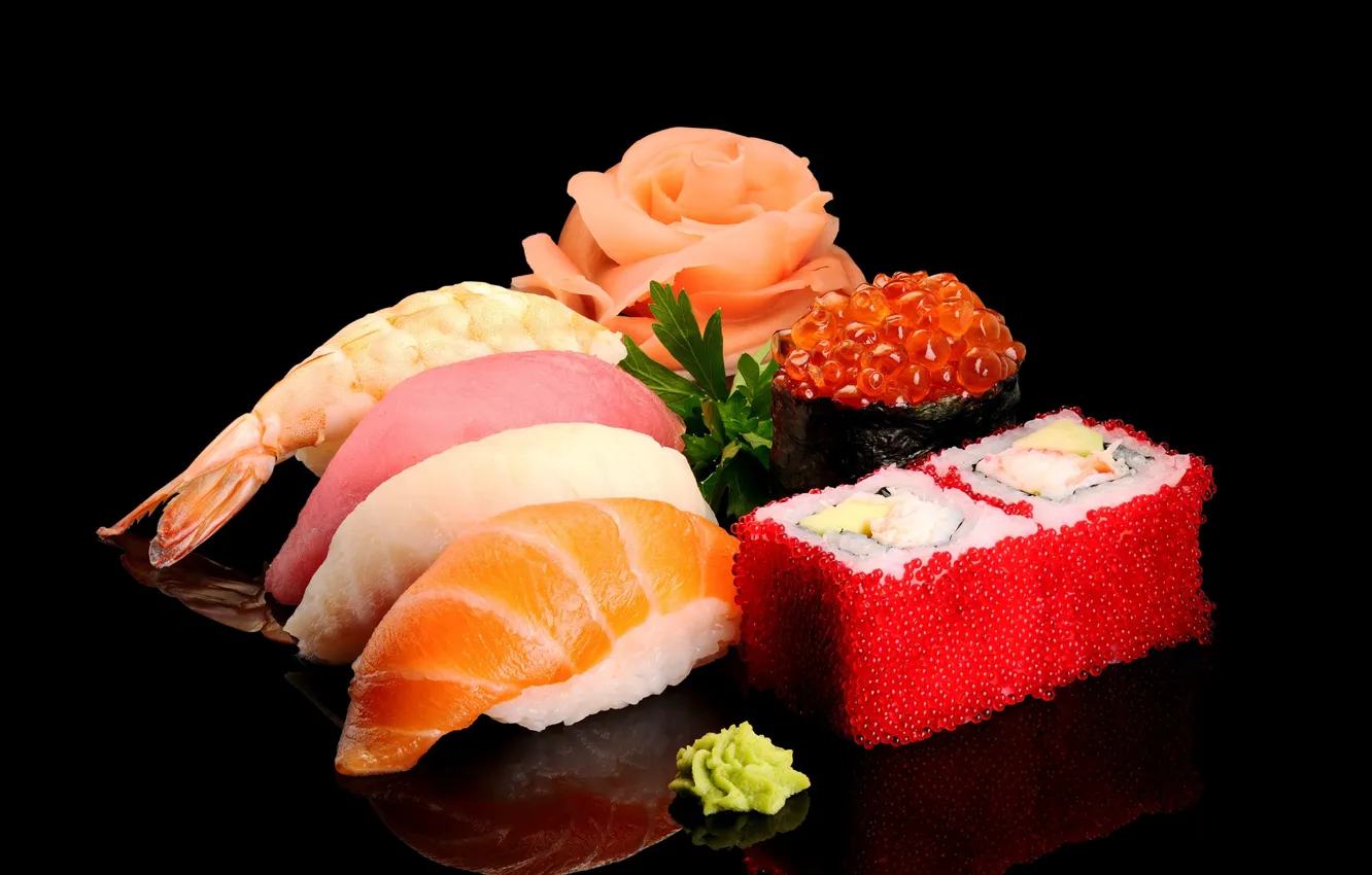 Photo wallpaper macro, caviar, seafood