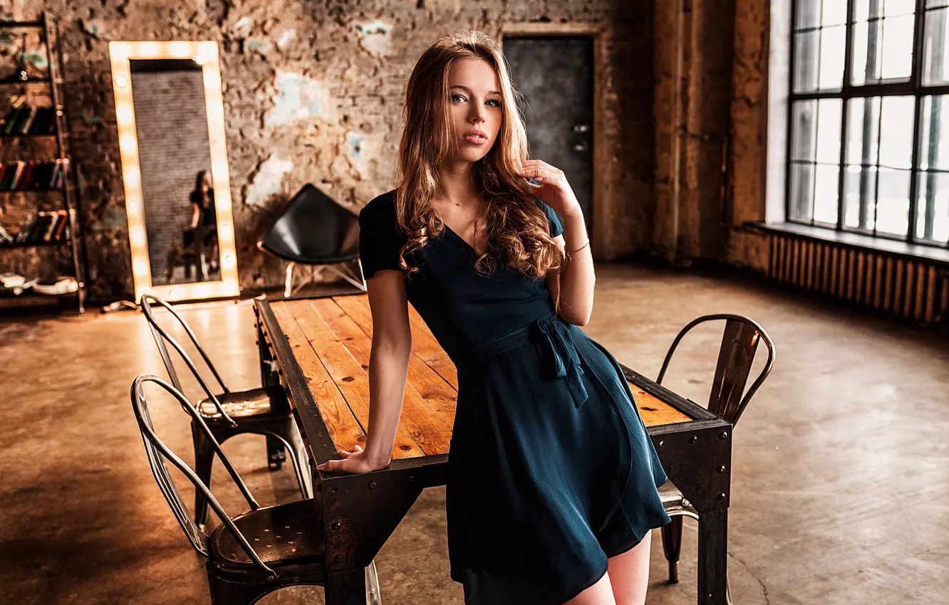 Photo wallpaper table, Girl, dress, Vlad Popov, Dasha Diaghilev