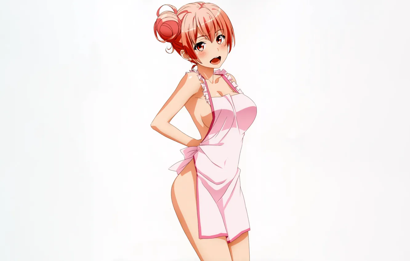 Photo wallpaper girl, sexy, cleavage, boobs, anime, beautiful, red eyes, short hair