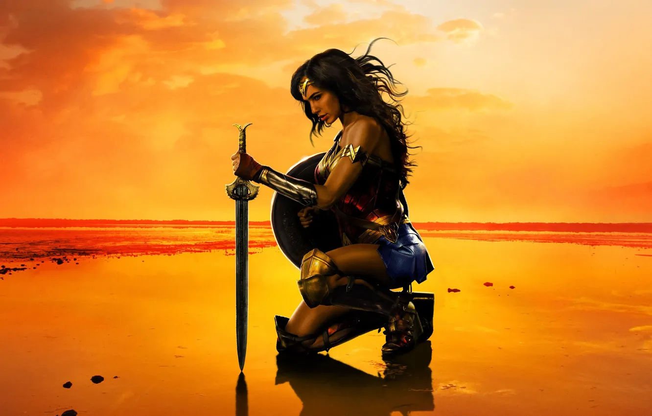 Photo wallpaper Girl, Action, Fantasy, Wonder Woman, Hot, Beautiful, Warrior, Female