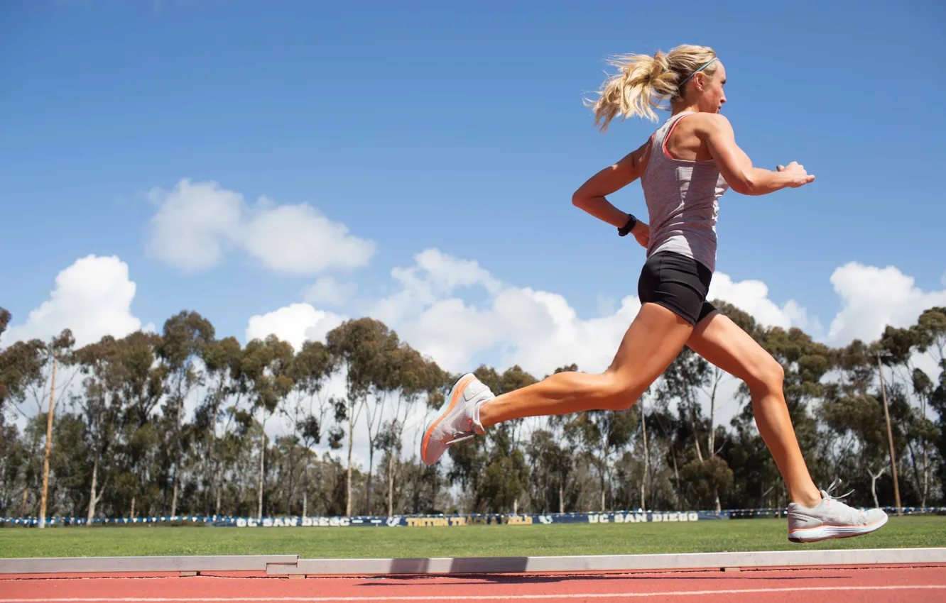 Photo wallpaper woman, workout, running, athletics
