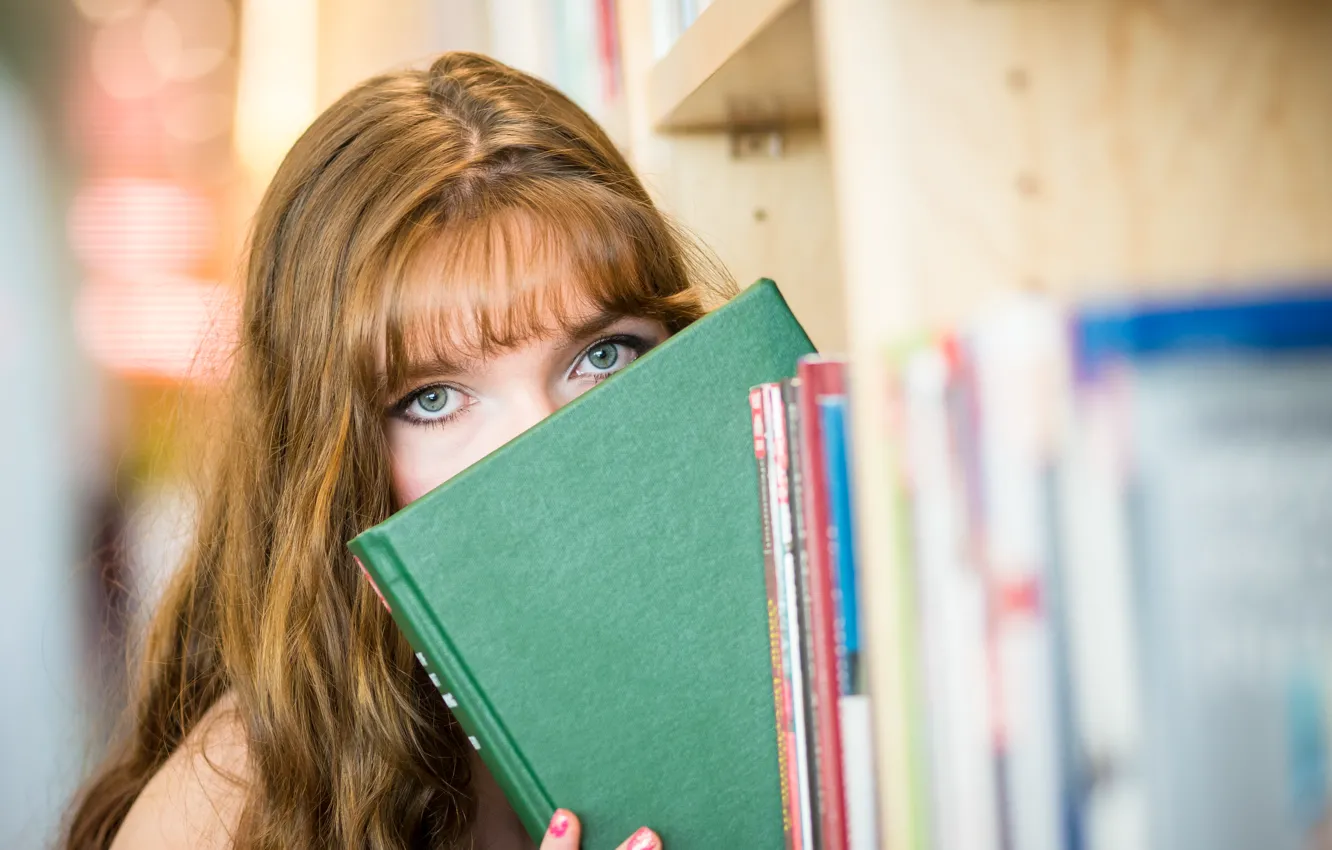 Photo wallpaper look, girl, book