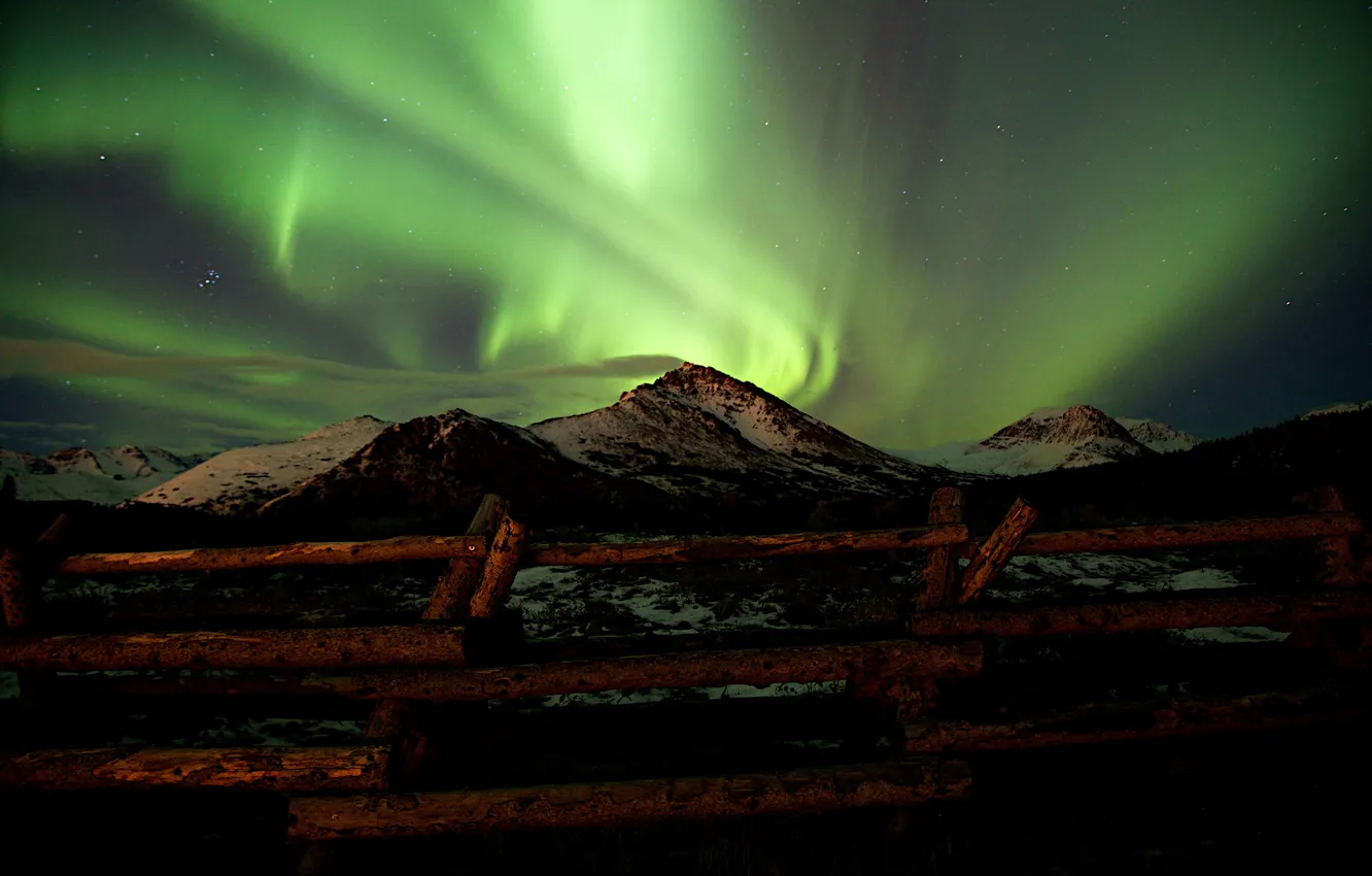 Photo wallpaper Alaska, Alaska, Flattop, recreation, Area, Area, Flat top, Green Aurora