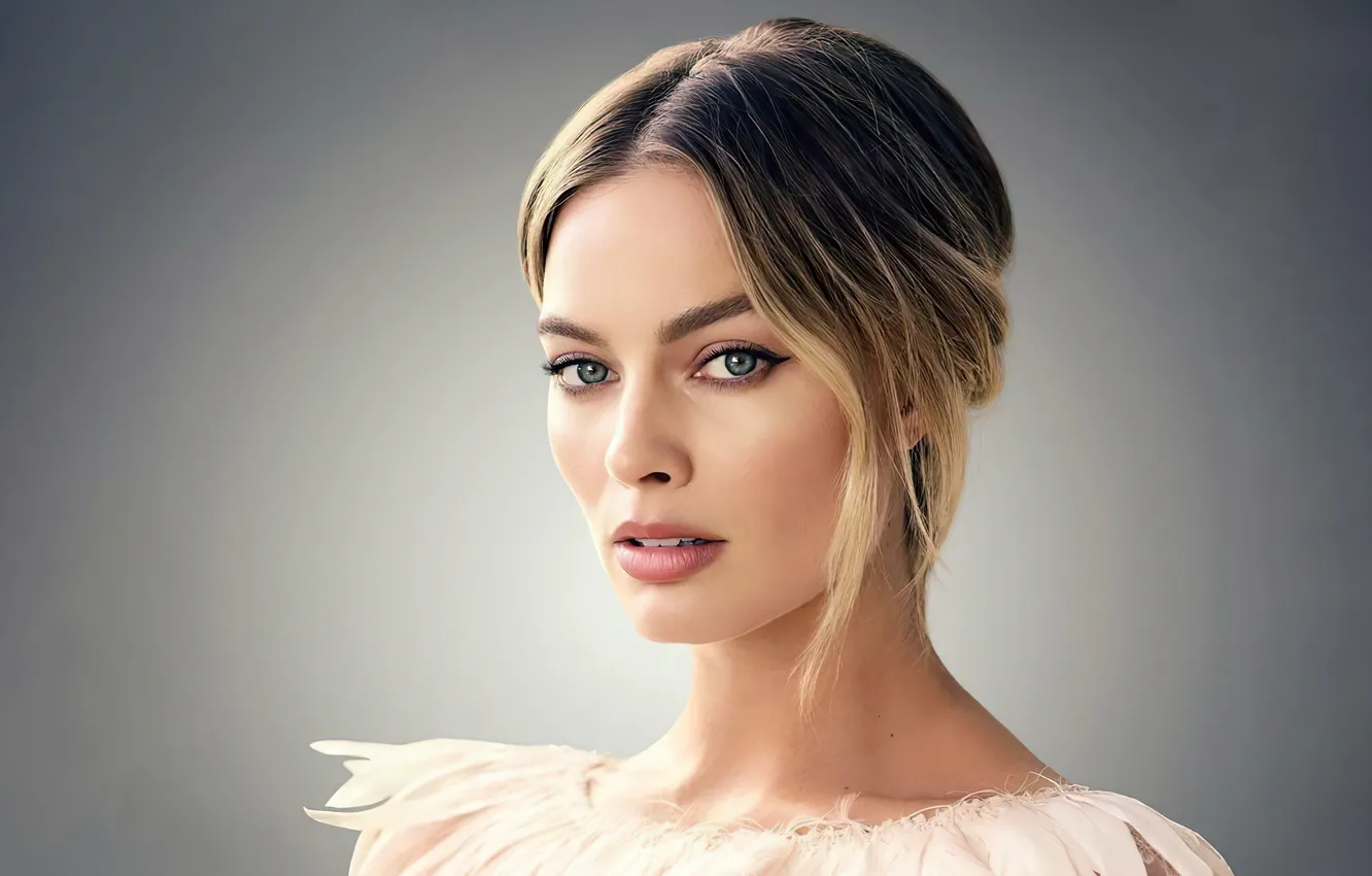 Photo wallpaper look, girl, face, makeup, actress, beautiful, Margot Robbie