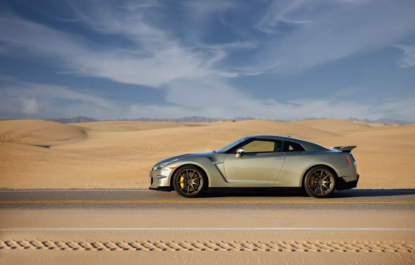 Wallpaper Nissan, GT-R, sand, R35, side view, 2023, Nissan GT-R T-spec ...