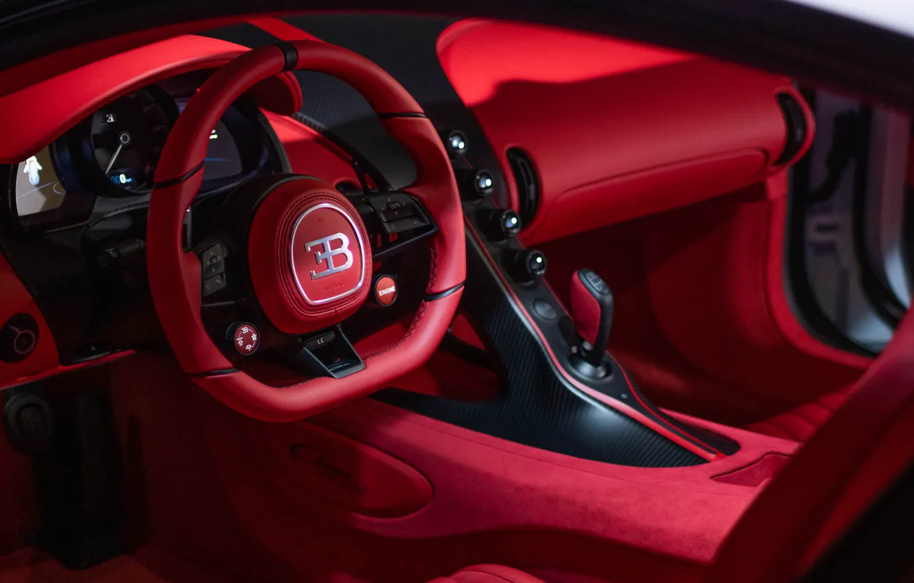 Wallpaper Bugatti, Red, Lazer, Interior, Chiron, Pur Sport for mobile ...