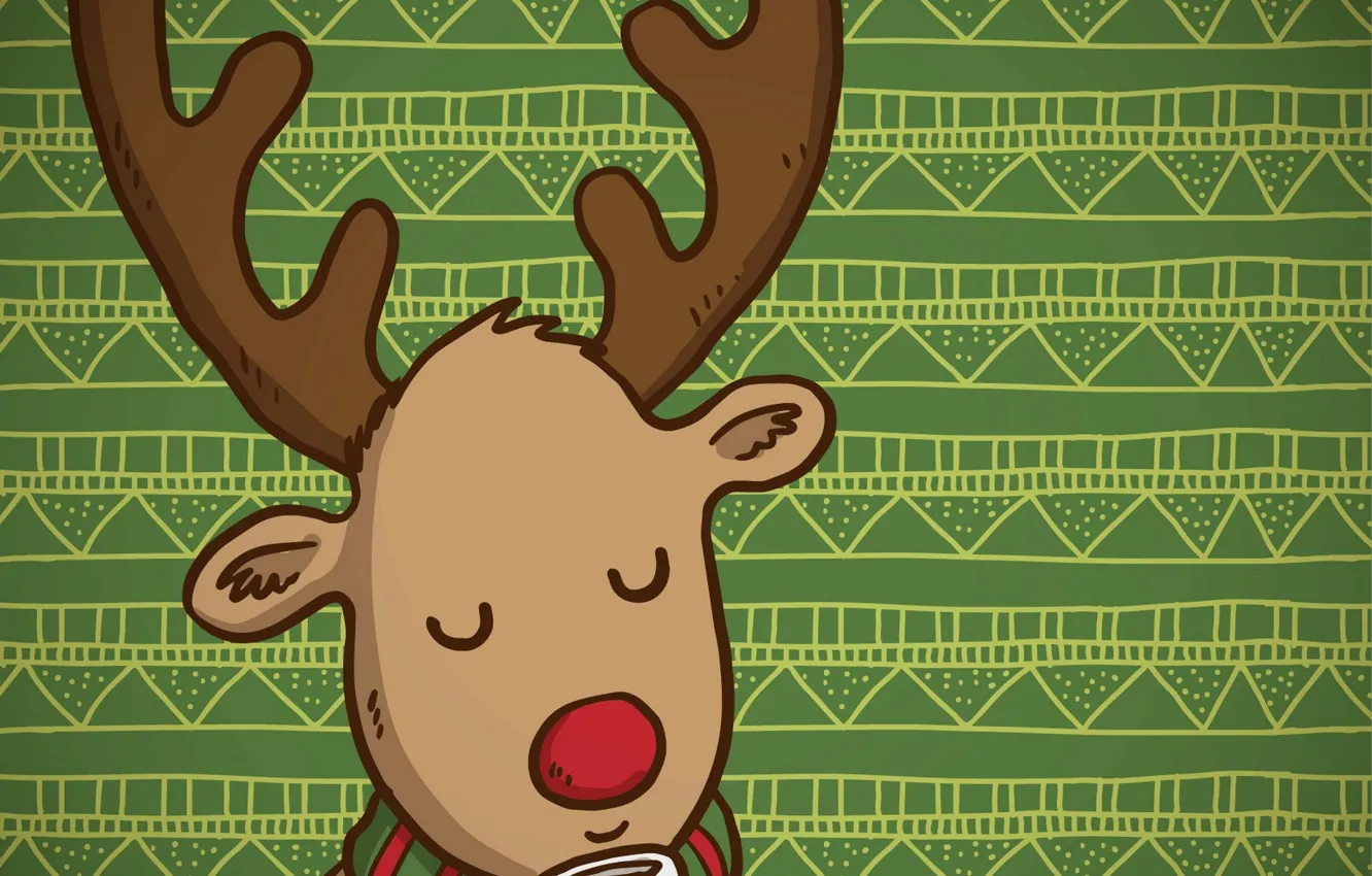 Photo wallpaper background, deer, scarf, Cup