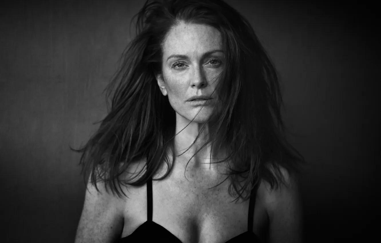 Photo wallpaper portrait, Julianne Moore, Black White, Peter Lindbergh